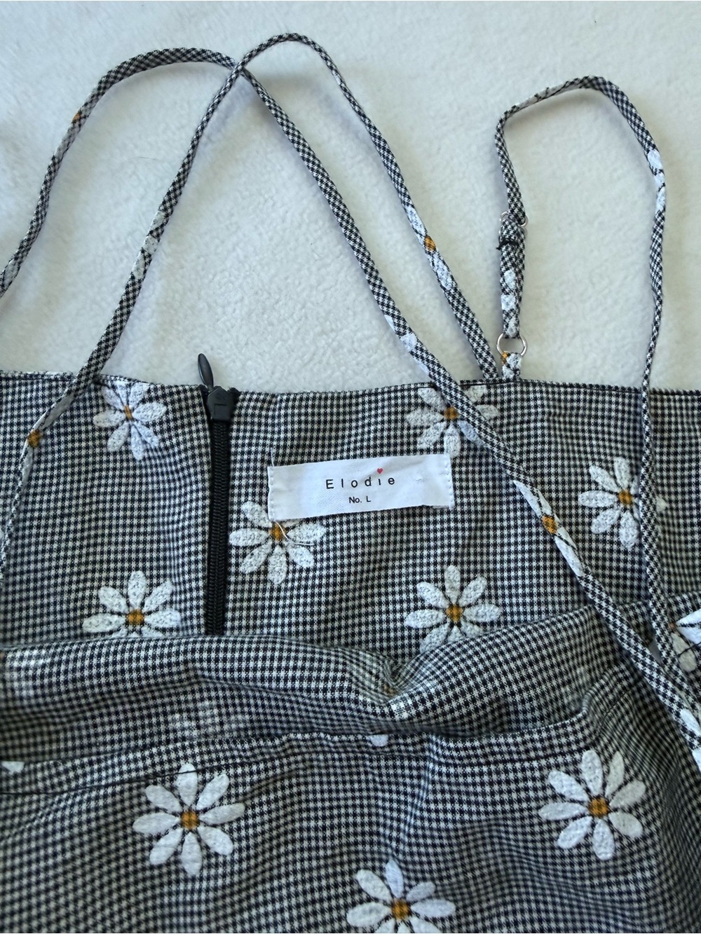 Elodie Black Mini Dress with White Daisy Print - Picture 3 of 4